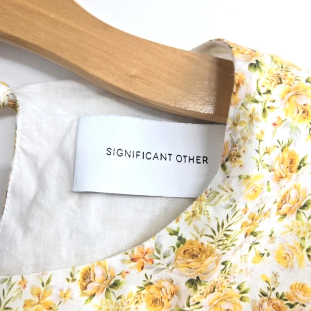 Anthropologie Significant‎ Other Balloon Sleeves Cropped Blouse Ditsy Flo…